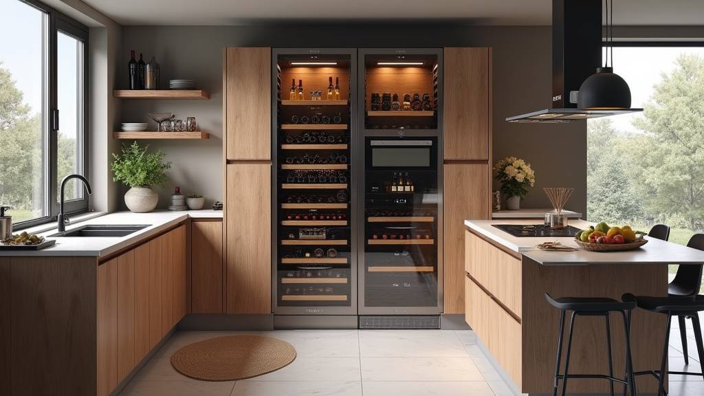Cave à vin encastrable intégrée sous plan de travail en acier inoxydable