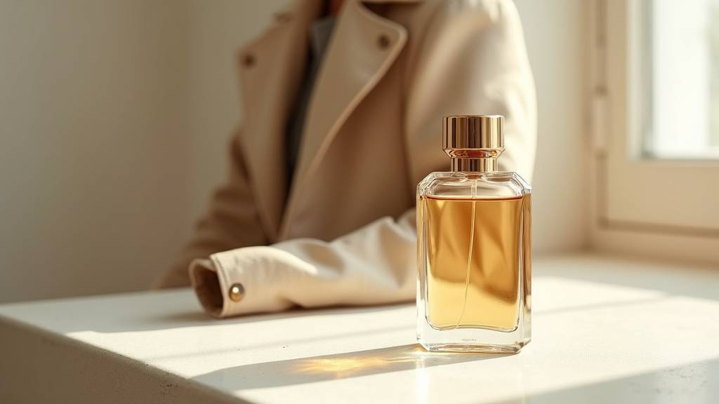 Vue rapprochée du flacon de parfum Coach The Fragrance avec ses détails en cuir