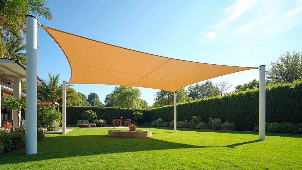 Voile d'ombrage rectangulaire installée sur une terrasse moderne