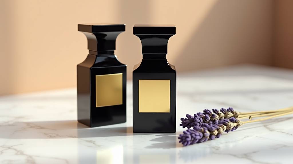 Flacon de parfum Tom Ford Oud Wood sur surface noire