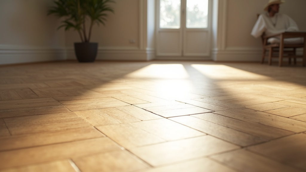 Parquet point de Hongrie dans un salon contemporain avec mobilier design