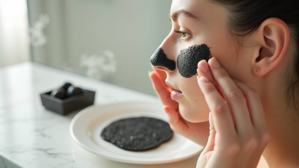 Routine de soin du visage avec patchs anti-points noirs