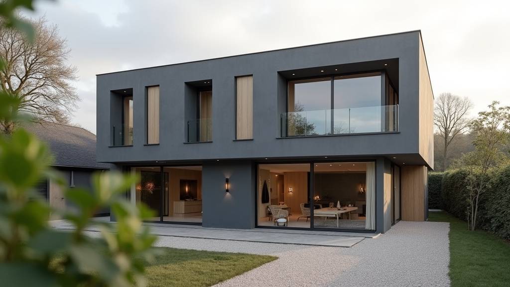 Cuisine moderne avec îlot en RAL 7016