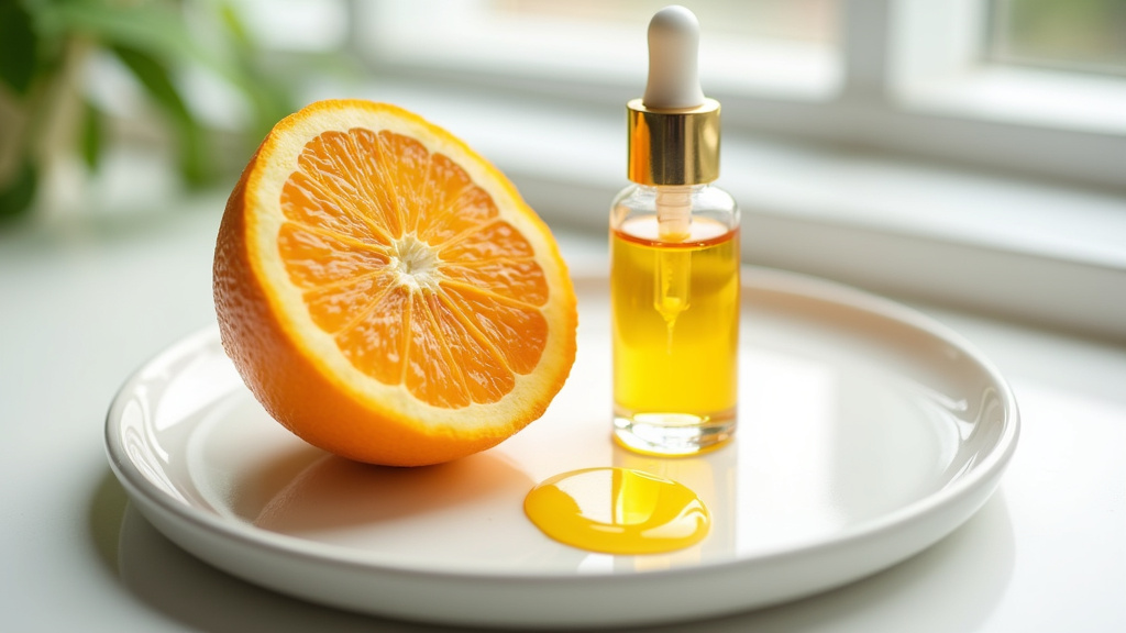 Illustration de la vitamine C appliquée sur le visage